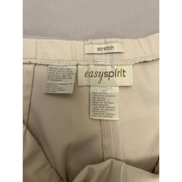 Womens Easy Spirit Stretch Pull On Beige Tan Cream Cotton Pants Size Zip Button - Picture 5 of 10